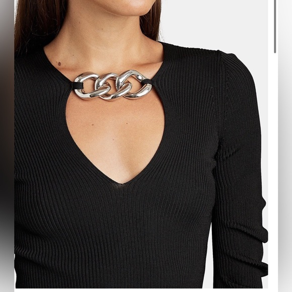 Alexander Wang Chain Black Long Sleeve Women's Top - Picture 3 of 3